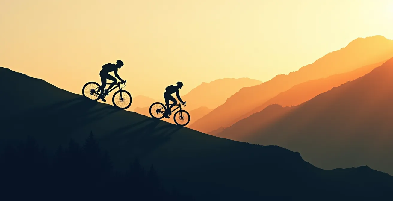 Schéma de progression d'entraînement cycliste sur 8 semaines avec phases de charge et récupération