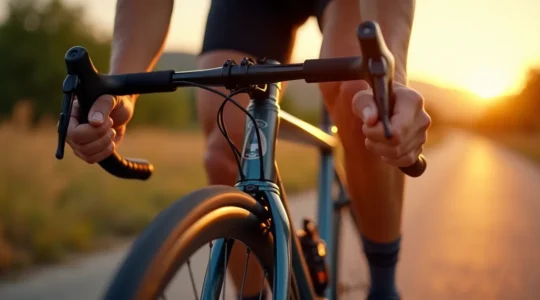 Vue rapprochée d'une paire de roues carbone haute performance montées sur un vélo de route moderne, avec des pneus tubeless et moyeux DT Swiss visibles en détail.