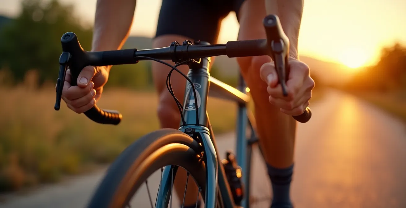 Vue rapprochée d'une paire de roues carbone haute performance montées sur un vélo de route moderne, avec des pneus tubeless et moyeux DT Swiss visibles en détail.