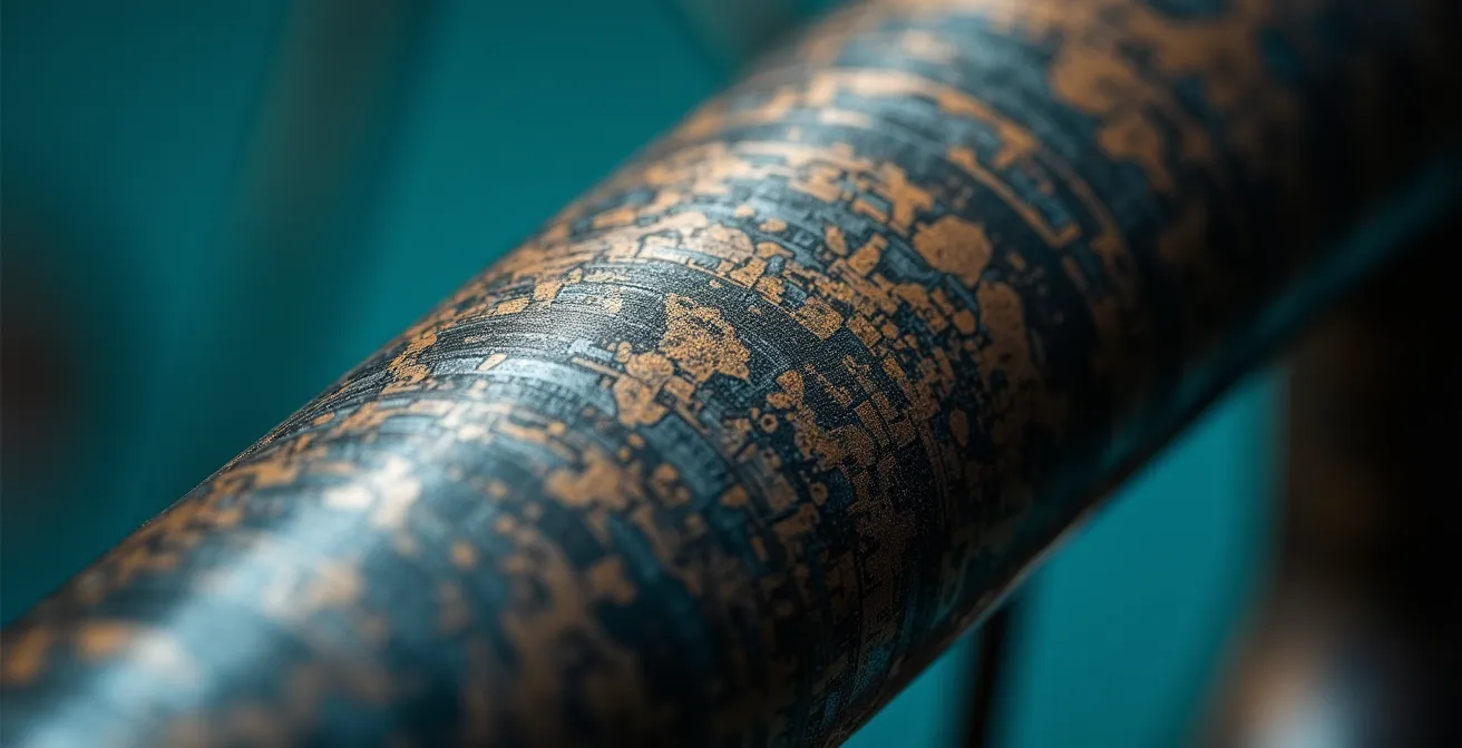 Gros plan sur gravure BICYCODE sur cadre de vélo avec effet macro