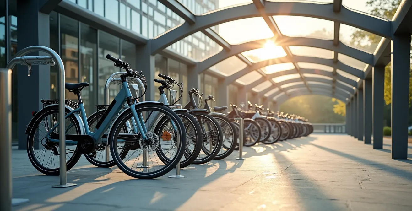 Infrastructure de stationnement vélo sécurisée en entreprise