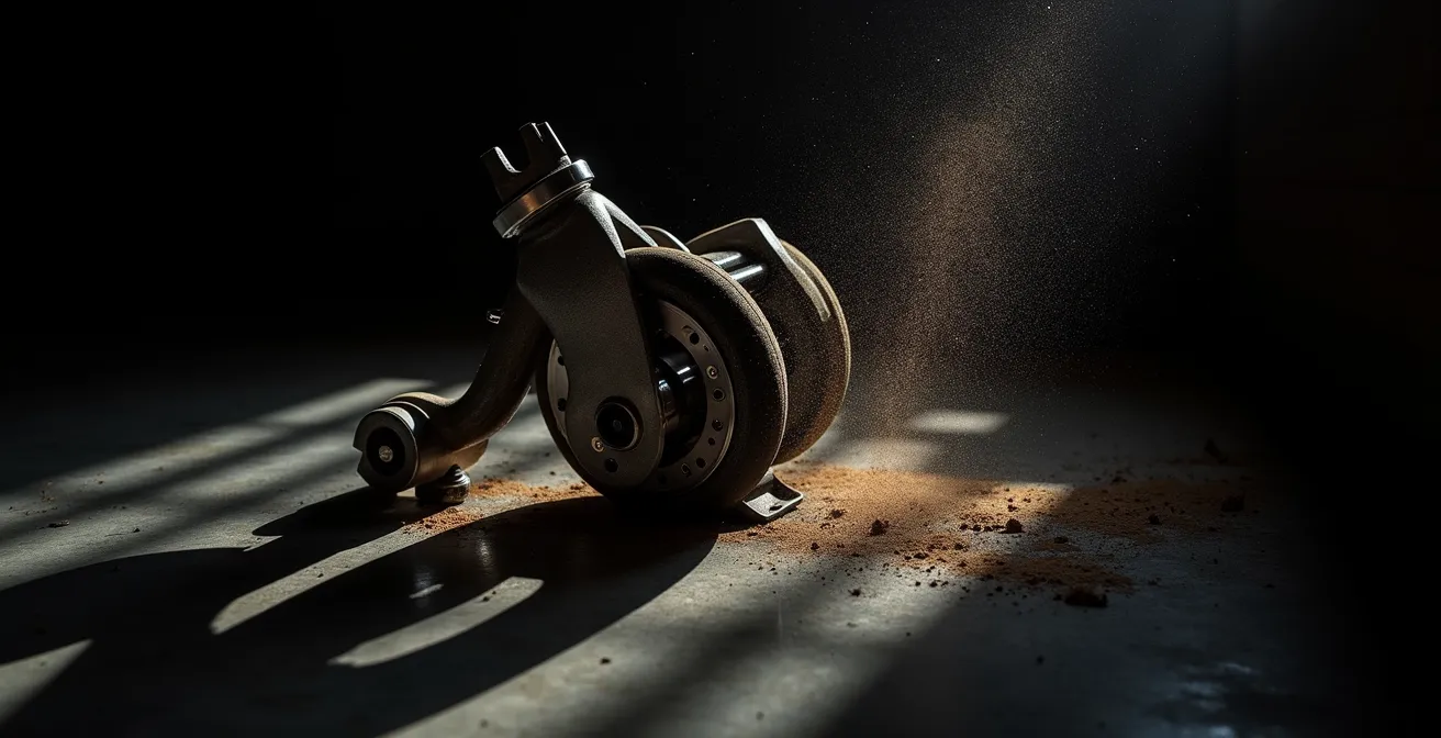 Vue rapprochée des réglages de suspension d'un VTT de compétition XCO